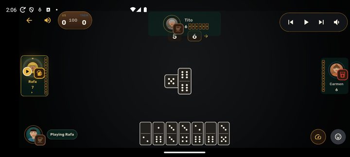 A domino match in progress