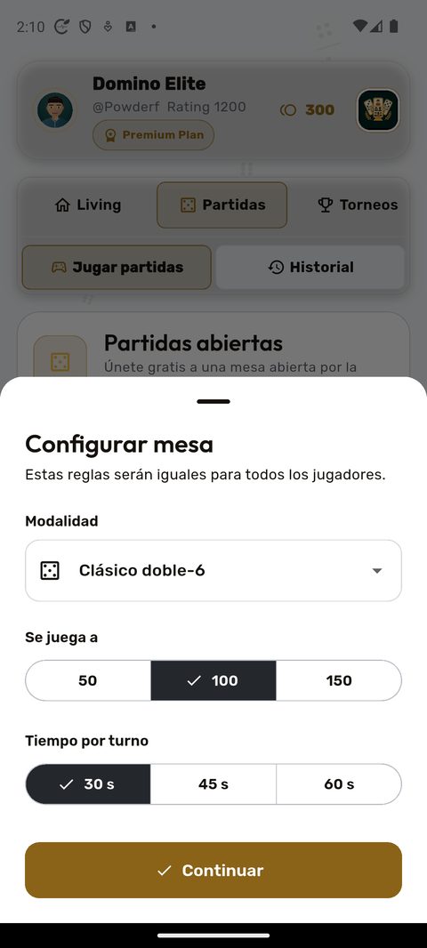 Configurar mesa online