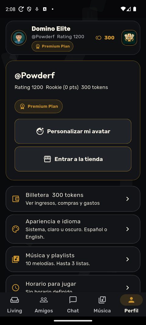Perfil y personalización de avatar